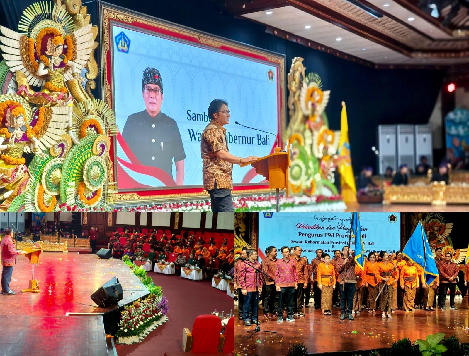 Foto: Wakil Gubernur Nyoman Giri Prasta saat menghadiri pelantikan Pengurus PWI Bali Periode 2025-2030 di Gedung Ksirarnawa, Taman Budaya Bali, Selasa (22/7/2025). (balihotnews/dps)