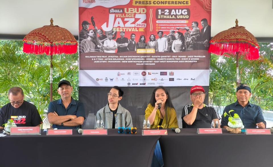 Konferensi pers Ubud Village Jazz Festival (UVJF), Jumat (26/7/2025). (balihotnews/red)