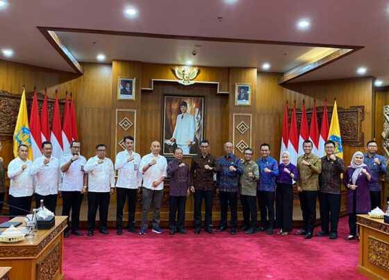 Foto: Gubernur Bali, Wayan Koster menggelar Rapat Kerja bersama Direktur Utama PLN, Darmawan Prasodjo di Ruang Rapat Kerthasaba, Jaya Sabha, Denpasar, Rabu, 30 Juli 2025. (Balihotnews/ist).