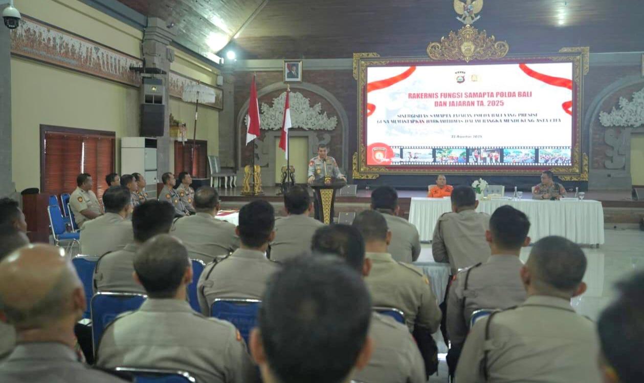 Direktorat Samapta Polda Bali Rapat Kerja Teknis (Rakernis) yang berlangsung di Gedung Presisi Polda Bali, pada Jumat (22/8/2025). (balihotnews/ist)