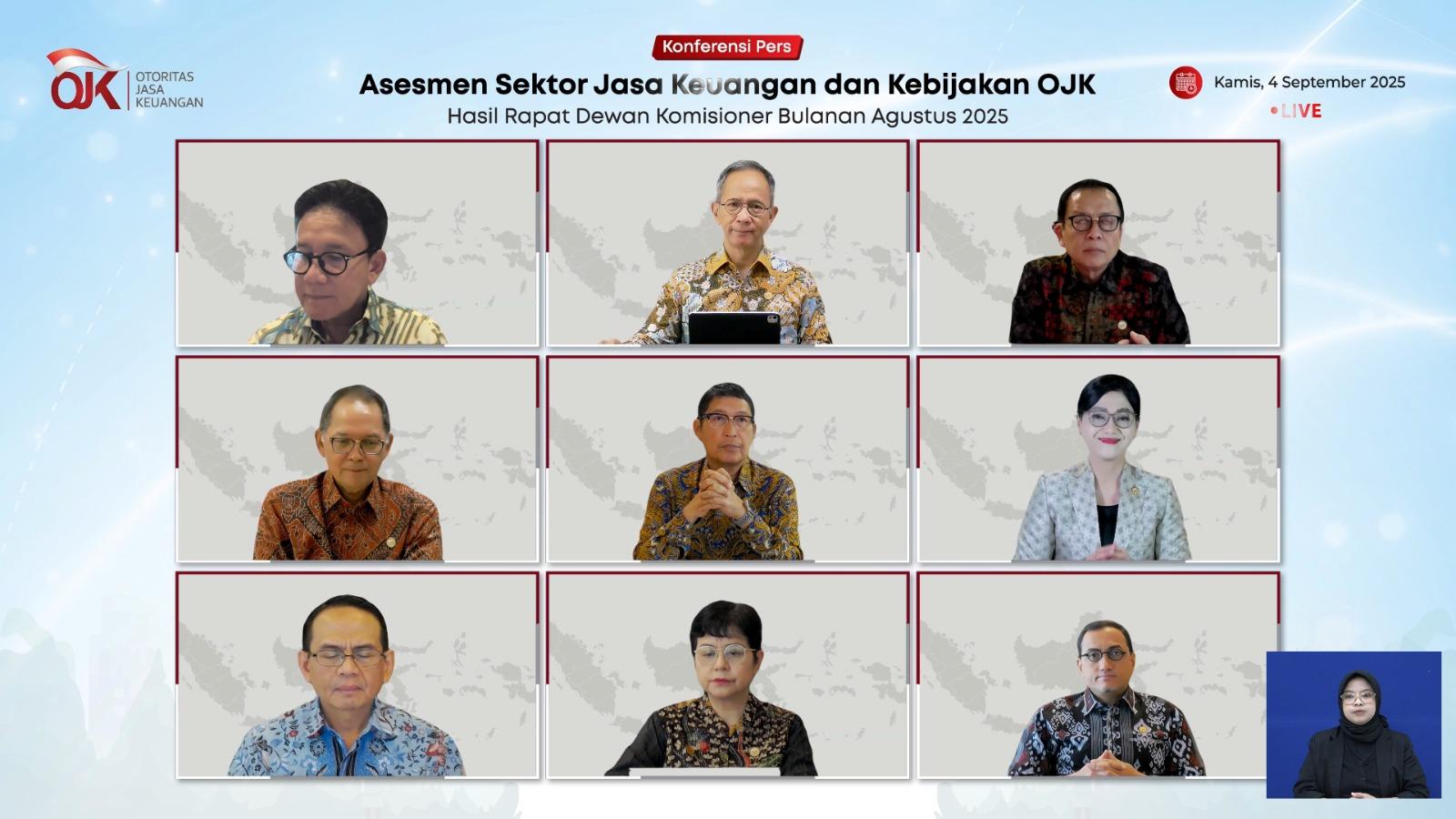 Rapat Dewan Komisioner Bulanan Otoritas Jasa Keuangan (OJK) pada Rabu (27/8/2025). (balihotnews/ojk)