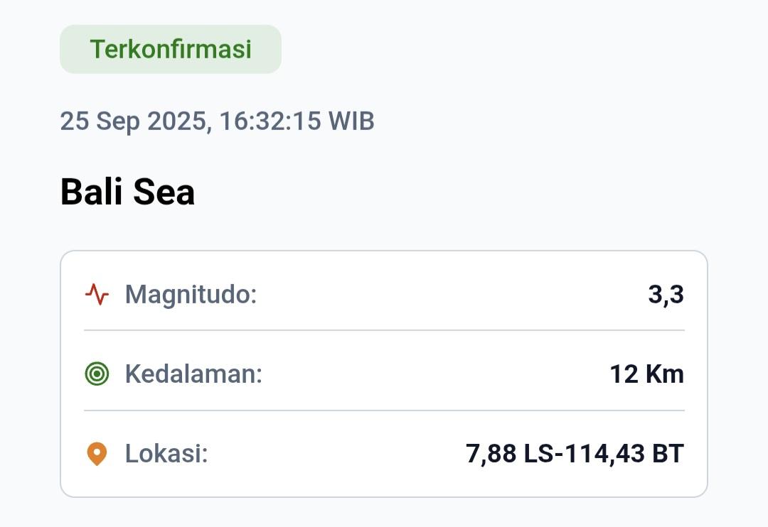 Info gempa dari website BMKG. (balihotnews/ssbmkg)