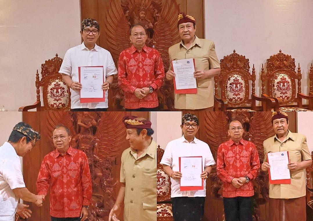 Gubernur Koster saat memimpin pertemuan bersama Bupati Badung I Wayan Adi Arnawa dan manajemen GWK di Gedung Jayasabha, Denpasar, Selasa (14/10/2025). (balihotnews/istimewa)