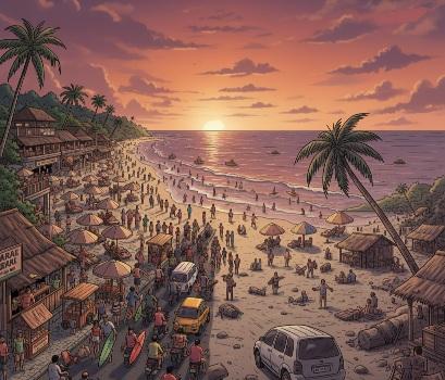 Ilustrasi Bali ramai pengunjung. (balihotnews/AI)