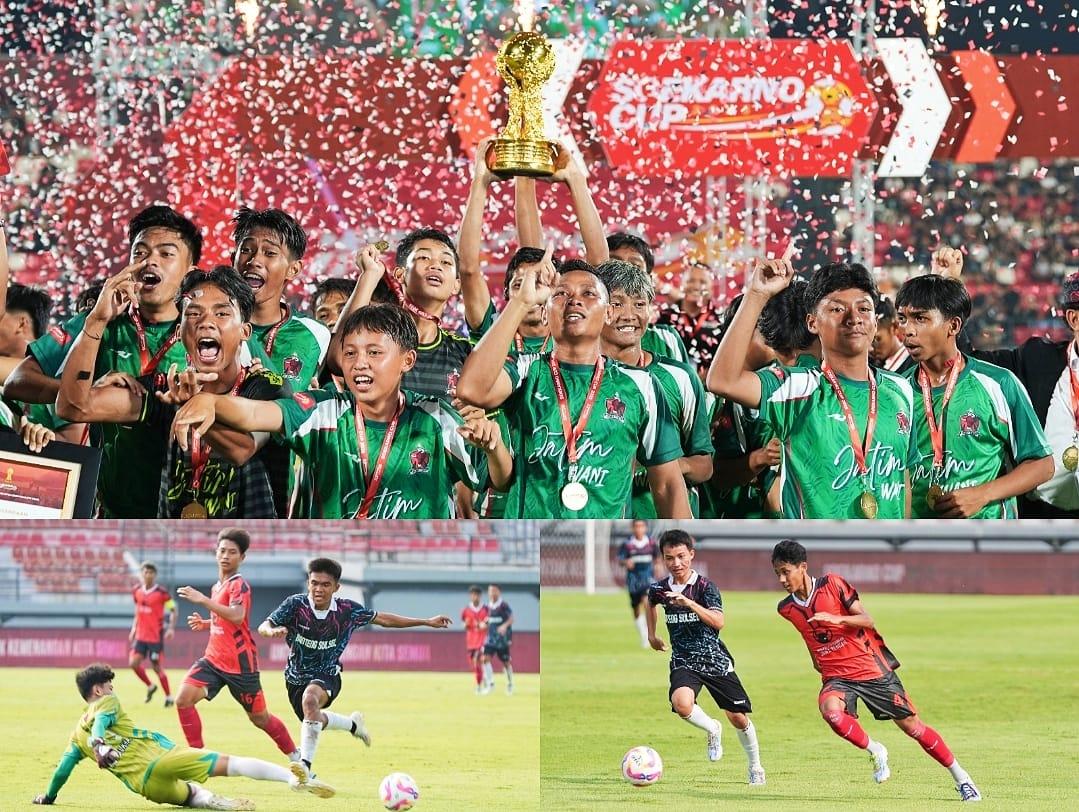 Liga Kampung Soekarno Cup 2025 U-17 telah berakhir di Bali dan Banteng Jawa Timur merebut gelar juara usai menaklukkan tuan rumah Bali dengan skor 4-2 lewat adu penalti di Stadion Dipta Gianyar, Sabtu malam (13/12/2025). (balihotnews/istimewa)