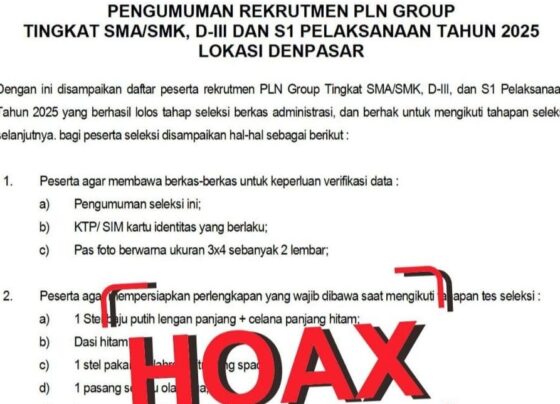 Foto: Salah satu pengumuman rekrutmen PLN Group yang tidak dapat dipertanggung jawabkan dan cenderung berujung pada penipuan. (Balihotnews/ist).