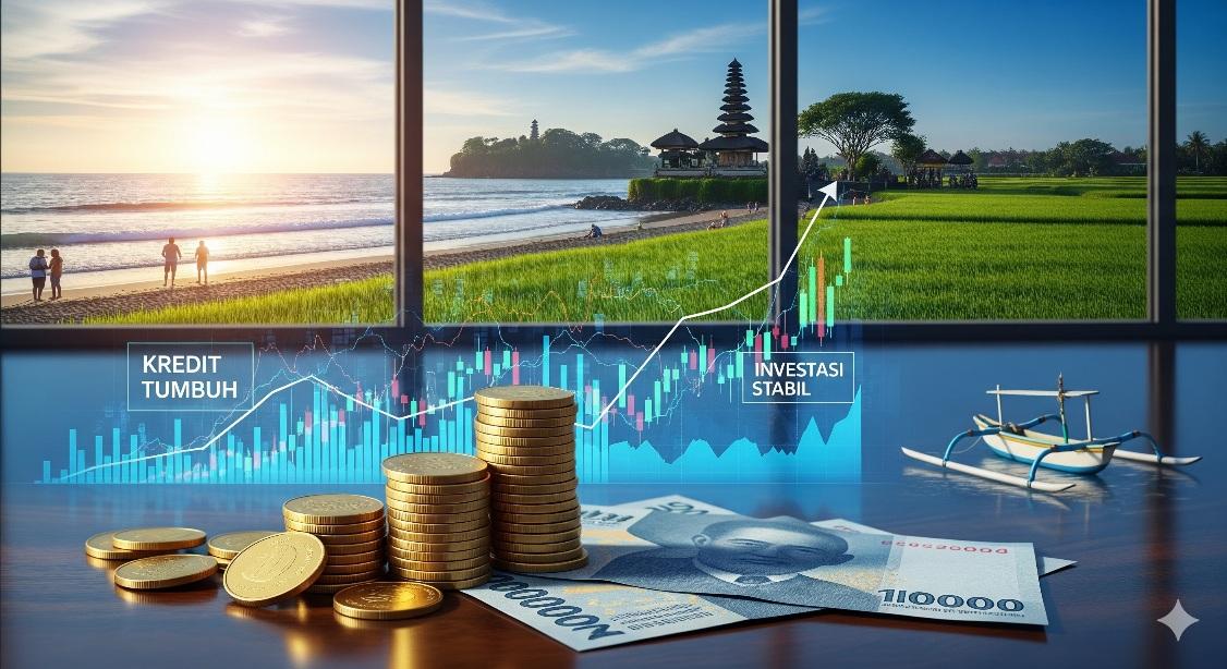Ilustrasi kinerja sektor keuangan Bali yang tangguh, ditopang pertumbuhan kredit 6,82% dan sektor pariwisata yang kuat. (balihotnews/ai)