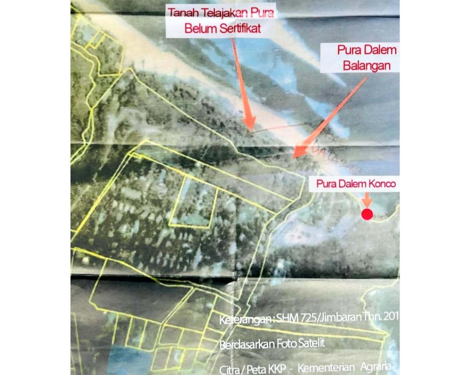 Citra satelit kawasan Pura Dalam Balangan di Jimbaran, Kabupaten Badung. (Balihotmews/Istimewa).