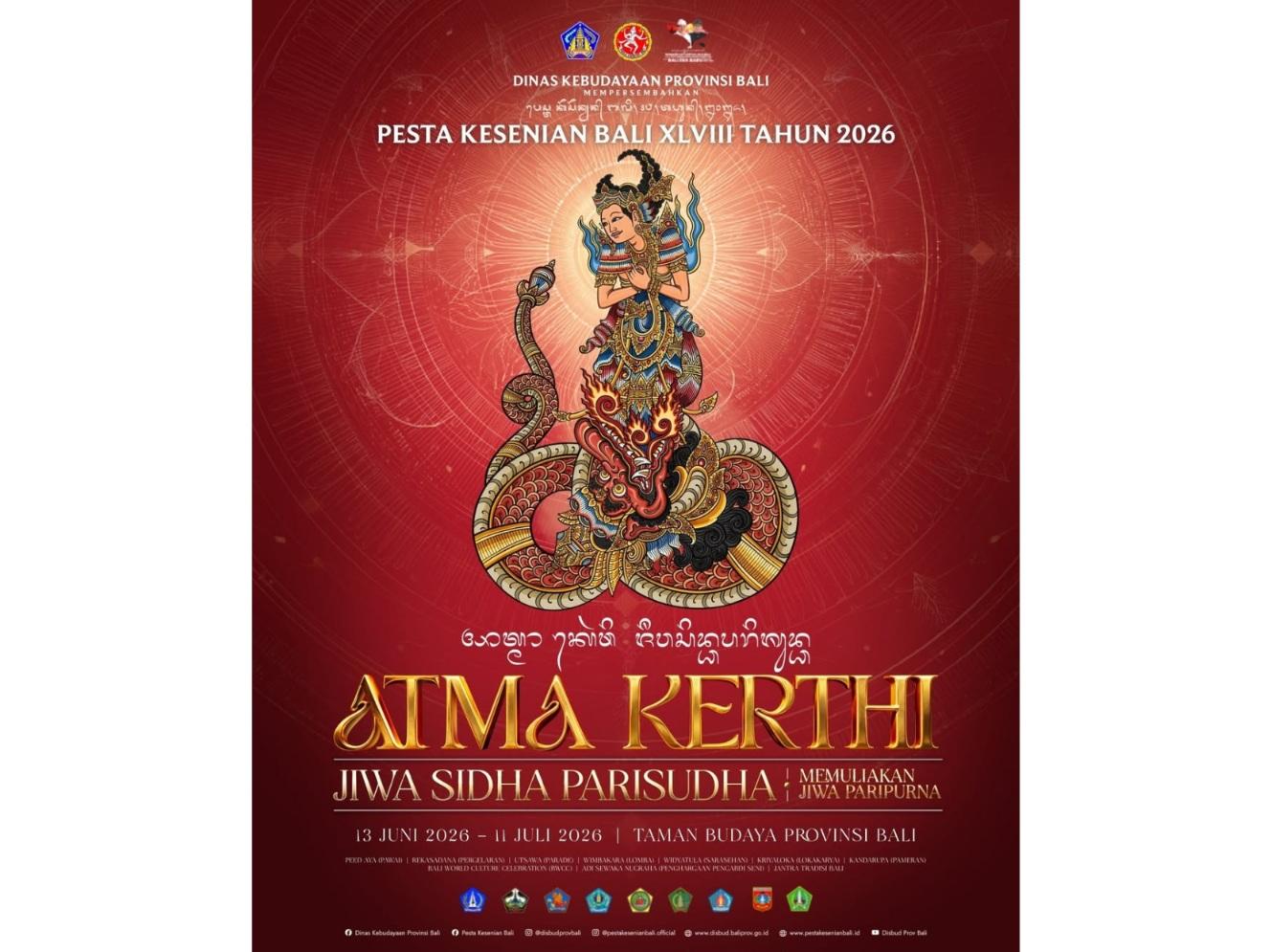 Gelaran PKB ke-48, tahun ini akan berlangsung selama sebulan penuh, mulai 13 Juni hingga 11 Juli 2026 di Taman Budaya Bali (Art Centre), Denpasar. (Balihotnews/red)