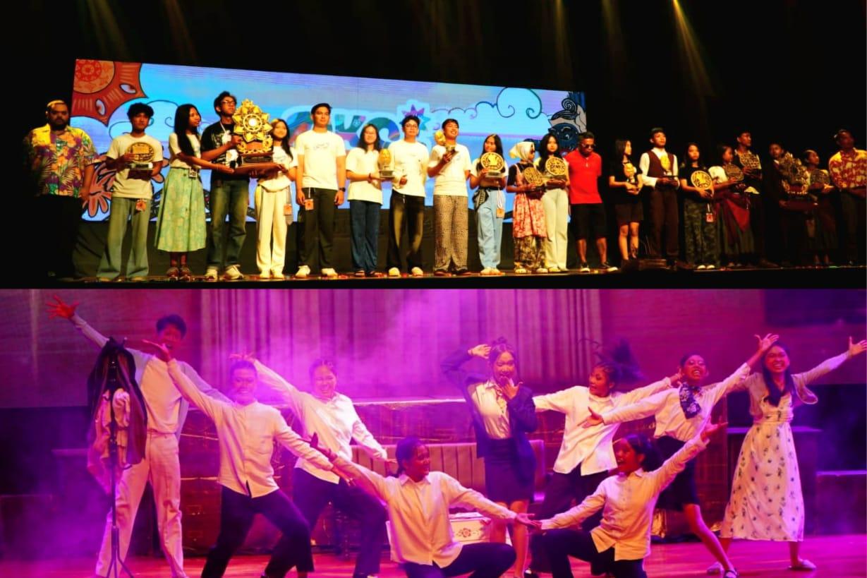 Suasana kemeriahan lomba operet pelajar SMP dan SMA dalam perhelatan Panggung Kreasi Seni Indonesia (PAKSI) 2026 di Gedung Taksu, Dharma Negara Alaya (DNA), Denpasar, Minggu (30/8/2026). (Balihotnews/red)