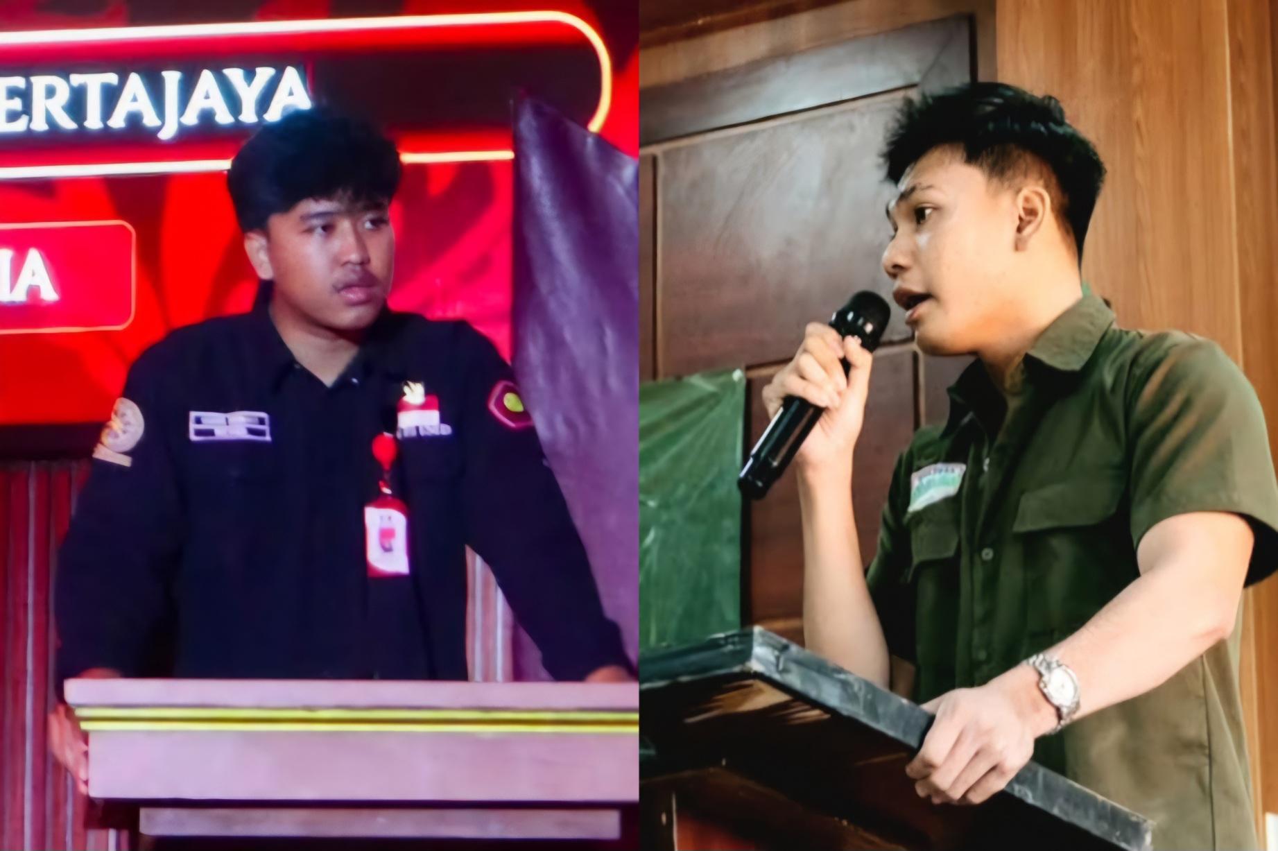 Ketua BEM FH Unud I Gusti Agung Roman Kertajaya (kiri) dan Kabid Kajian & Aksi Strategis Ida Bagus Gede Permana. (Balihotnews/Ist)